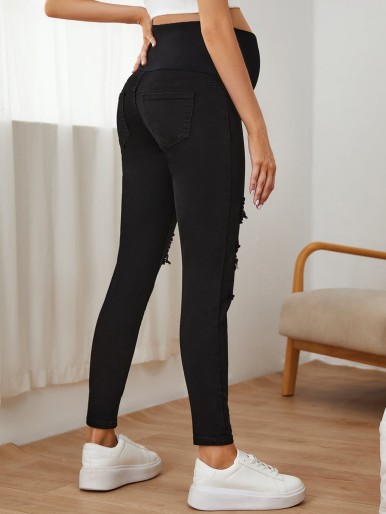 Maternity Ripped Detail Skinny Jeans