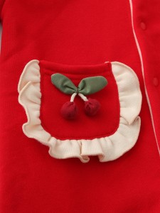 Cherry Patched Doll Collar Thermal Lined Jumpsuit