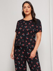 Ditsy Floral Rib-knit Tie Front Top