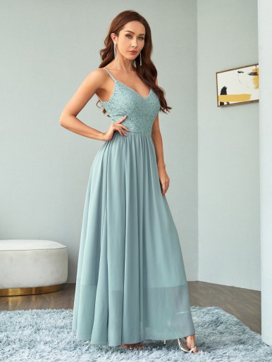 Contrast Sequins Cami Maxi Prom Dress