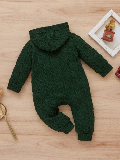 Baby Button Front Hooded Jumpsuit