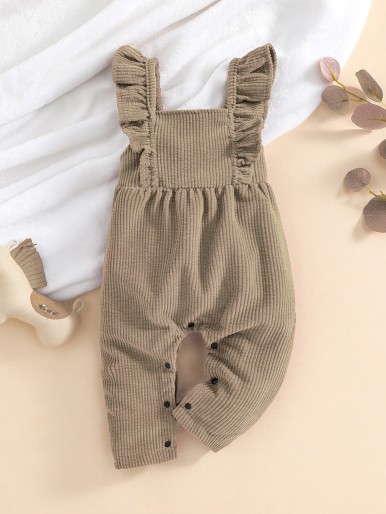 Baby Ruffle Trim Corduroy Jumpsuit