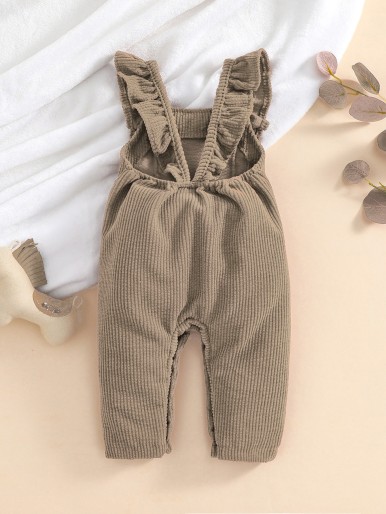 Baby Ruffle Trim Corduroy Jumpsuit