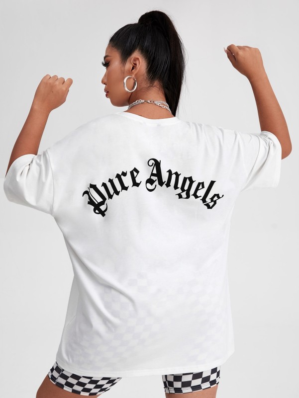 Plus Letter Graphic Drop Shoulder Longline Tee