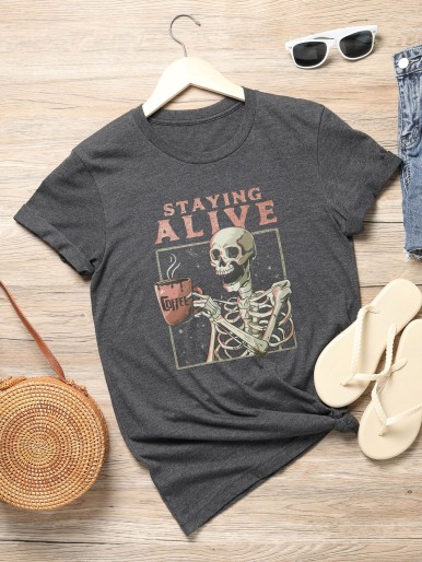 Plus Skull And Letter Graphic Tee