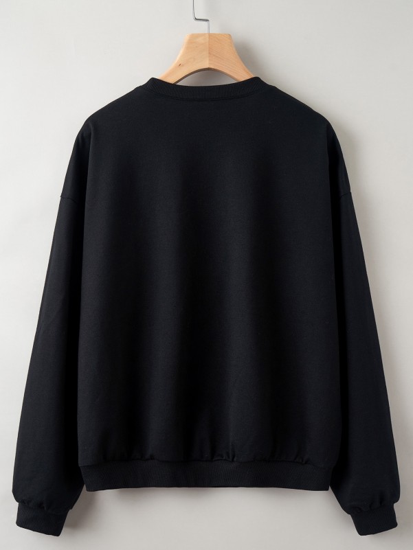 Letter Embroidery Drop Shoulder Sweatshirt