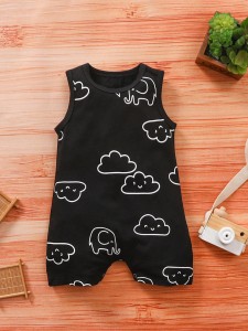 Baby Boy Cartoon Graphic Tank Romper