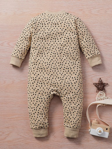 Baby Unisex Button Front Allover Print Jumpsuit