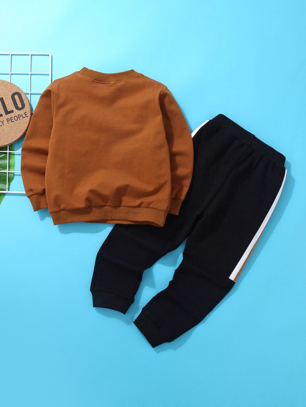 Toddler Boys Letter Graphic Sweatshirt & Sweatpants