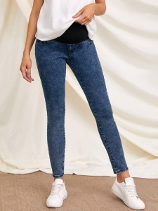 Maternity High Waist Mixed Media Jeans