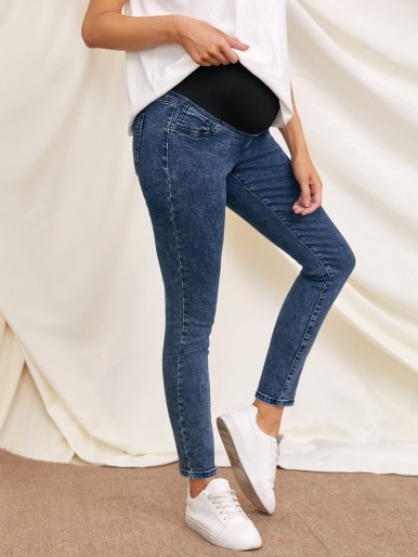 Maternity High Waist Mixed Media Jeans