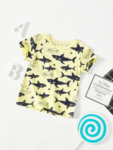 Toddler Boys Shark Print Graphic Tee