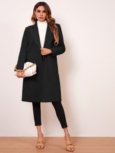 Notched Collar Single Buttoned Coat