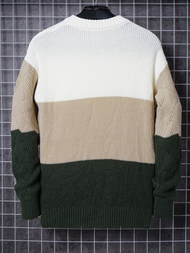 Men Pointelle Knit Cut And Sew Sweater