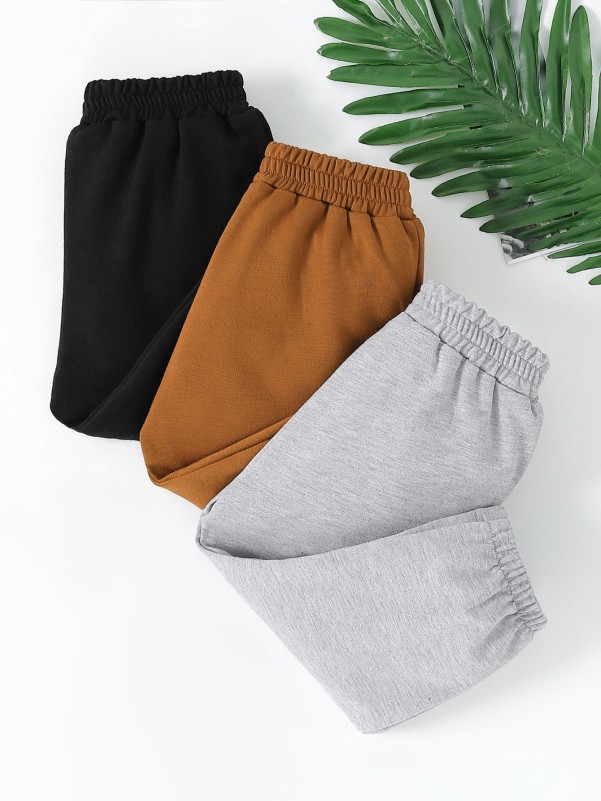 Baby 3pcs Solid Elastic Waist Sweatpants