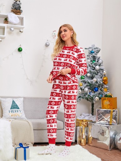 Christmas Print Long Sleeve PJ Set