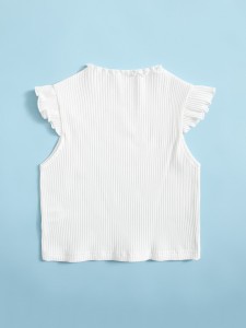 Toddler Girls Lettuce Trim Ruffle Armhole Tee