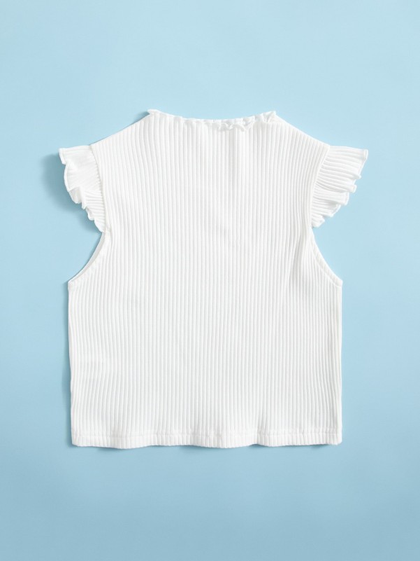 Toddler Girls Lettuce Trim Ruffle Armhole Tee