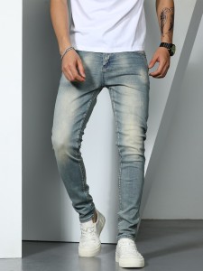 Men Washed Straight Leg Jeans