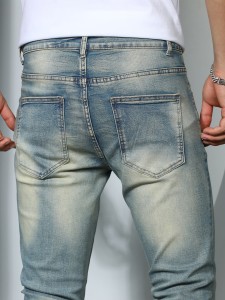 Men Washed Straight Leg Jeans