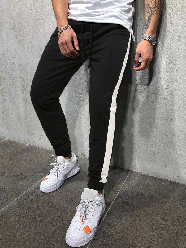 Men Side Stripe Drawstring Sweatpants