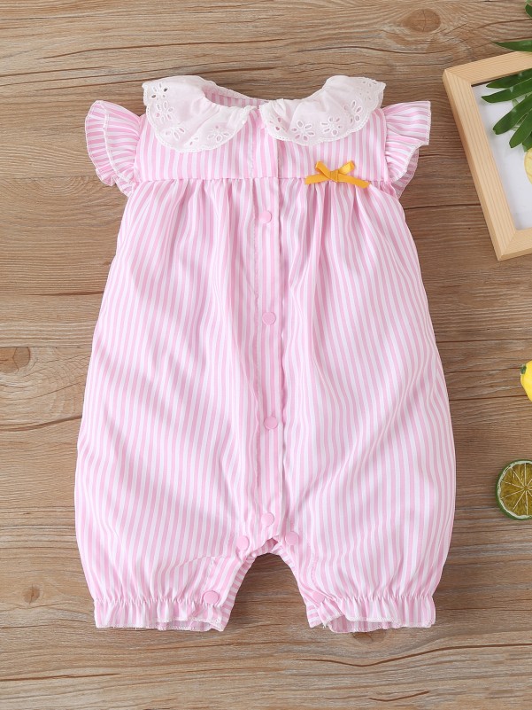 Baby Girl Striped Bow Detail Romper