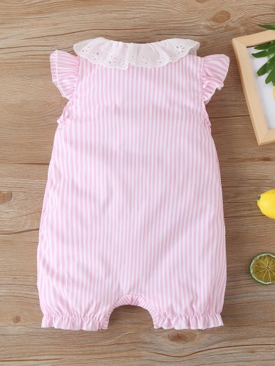 Baby Girl Striped Bow Detail Romper