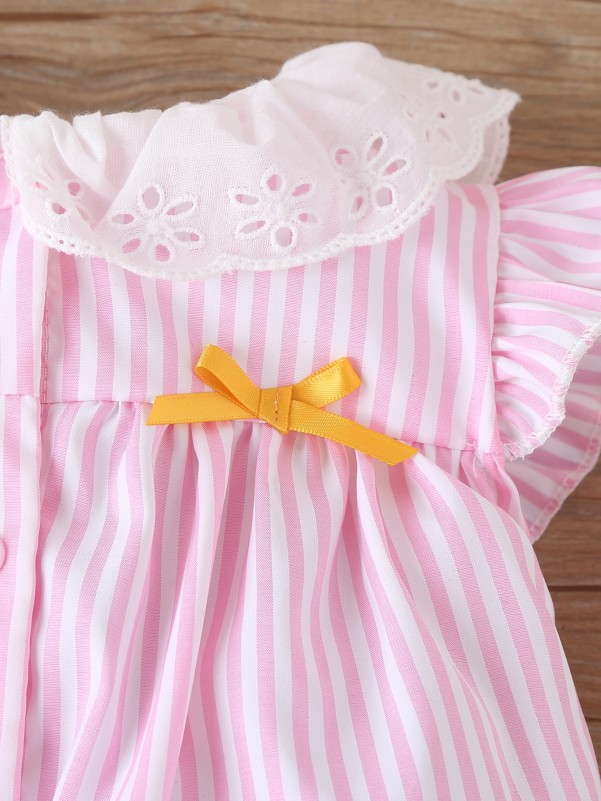 Baby Girl Striped Bow Detail Romper