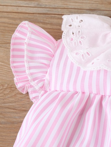 Baby Girl Striped Bow Detail Romper