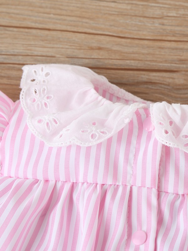 Baby Girl Striped Bow Detail Romper