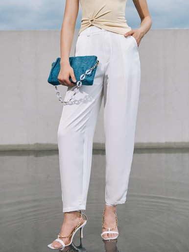 Fold Pleated Solid Pants