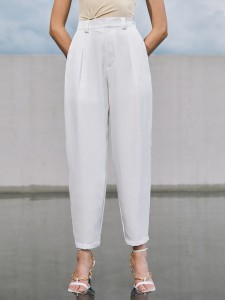 Fold Pleated Solid Pants