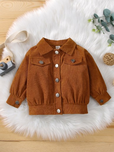 Baby Solid Button Up Corduroy Jacket