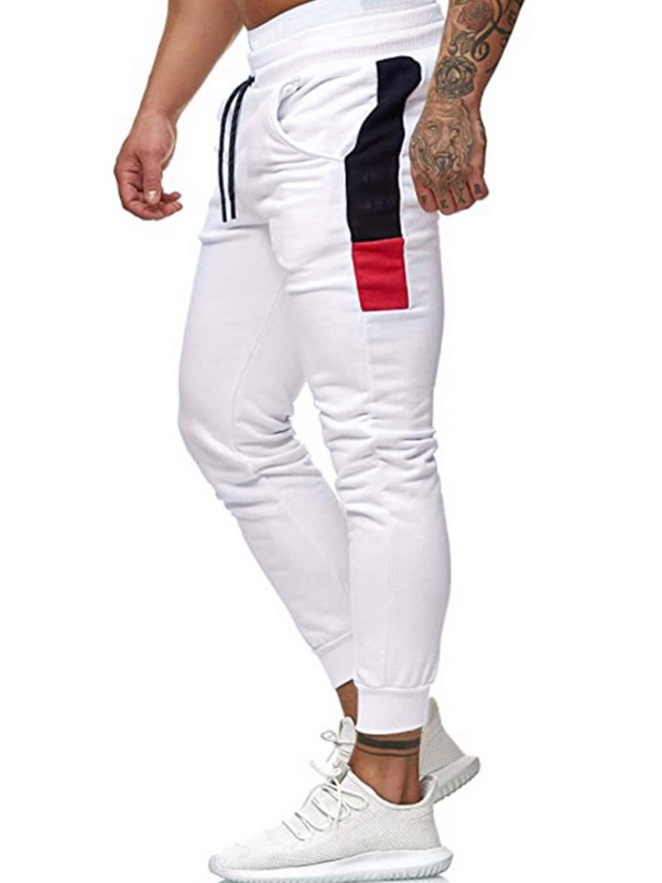 Men Colorblock Drawstring Waist Sweatpants