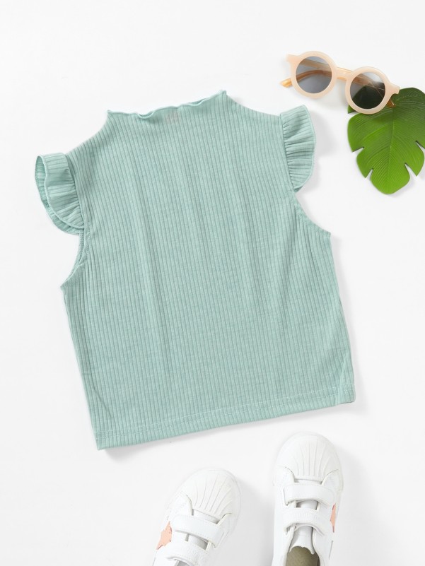 Toddler Girls Lettuce Trim Ruffle Armhole Tee