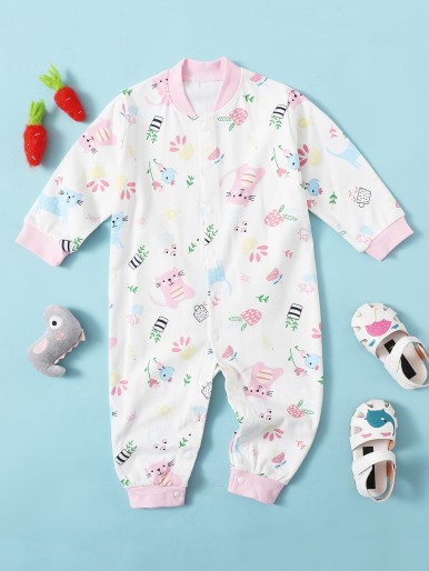 Baby Girl Cartoon Graphic Jumpsuit