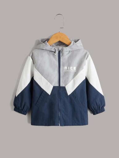 Toddler Boys Color Block Hooded Jacket