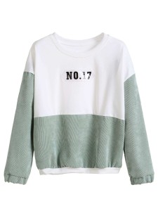 Color Block Drop Shoulder Patch Sweatshirt