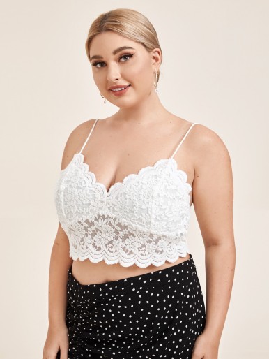 Plus Lace Crop Cami Top