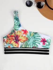 Tropical One Shoulder Bikini Top