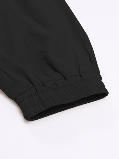 Men Drawstring Detail Flap Pockets Cargo Pants