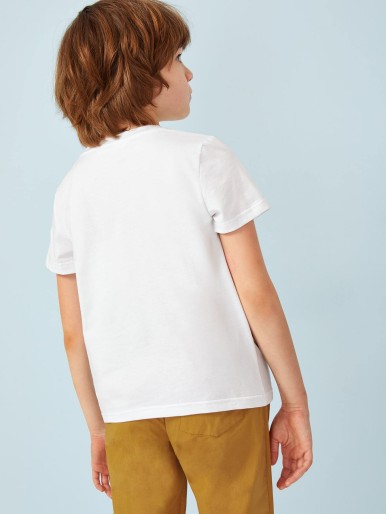 Boys Colorblock Letter and Striped Print Tee