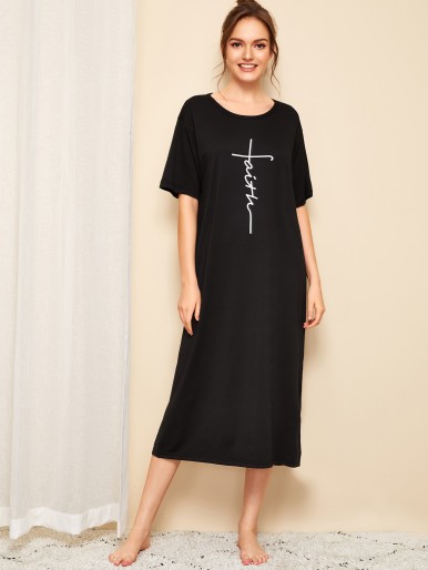 Faith black nightgown