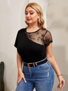 Black Lace Sexy Low Collar Waist-Controlled Women Jumpsuit