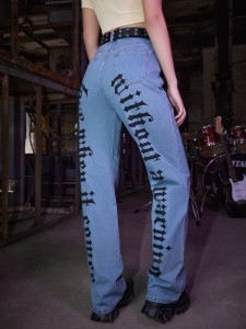 Letter print jeans