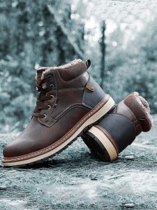 Brown combat boots for men