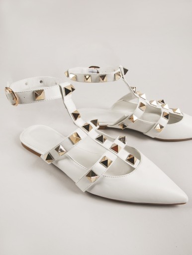 Women's sandals white metallic gold