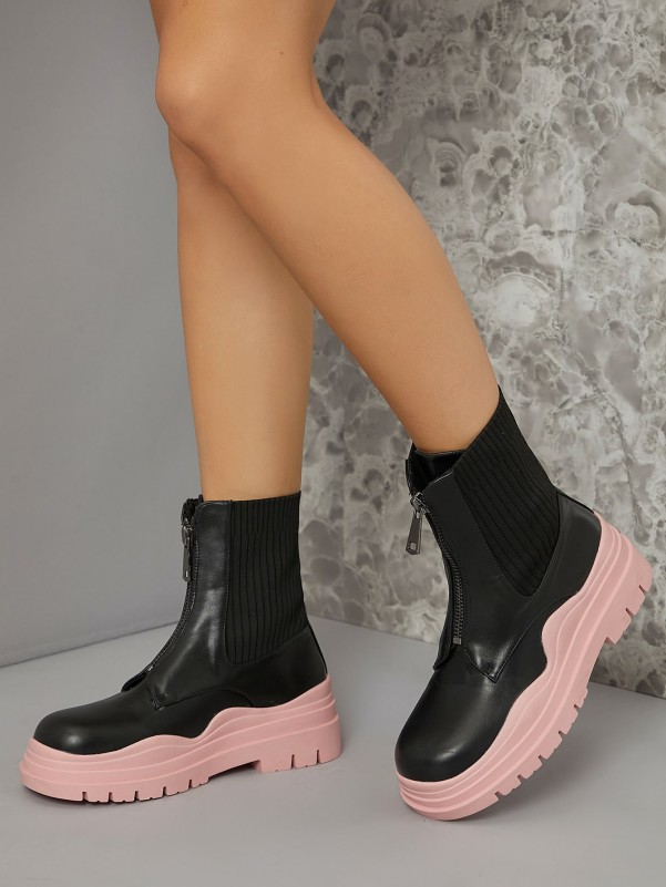 Pink and black women's boot