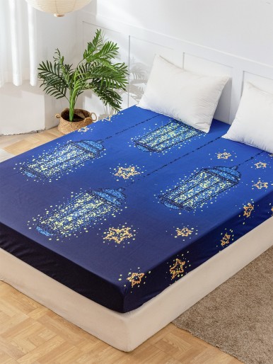 غطاء سرير مع مصباح وطباعة نجوم شرشف
