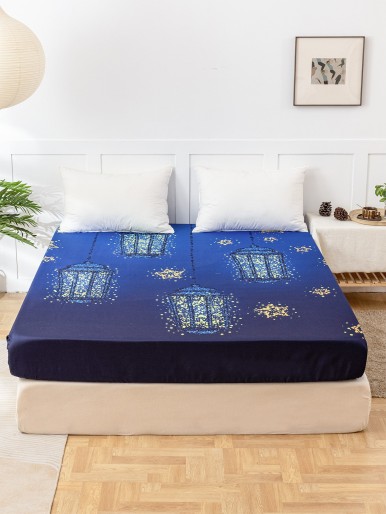 غطاء سرير مع مصباح وطباعة نجوم شرشف